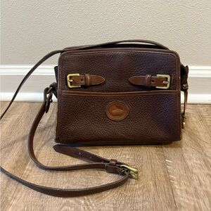Dooney & Bourke vintage Dark Brown Pebble Leather Crossbody with Brass Hardware